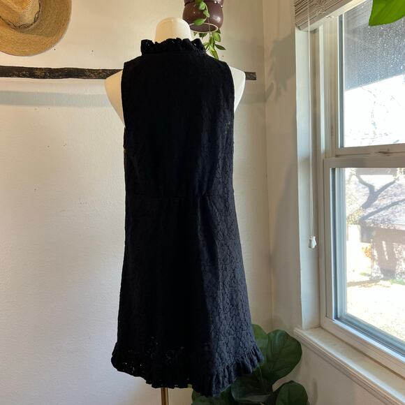 Marc Jacobs Black Lace Ruffled Bow V Neck Sleeveless Knee Length Dress Size 8 - Picture 5 of 14